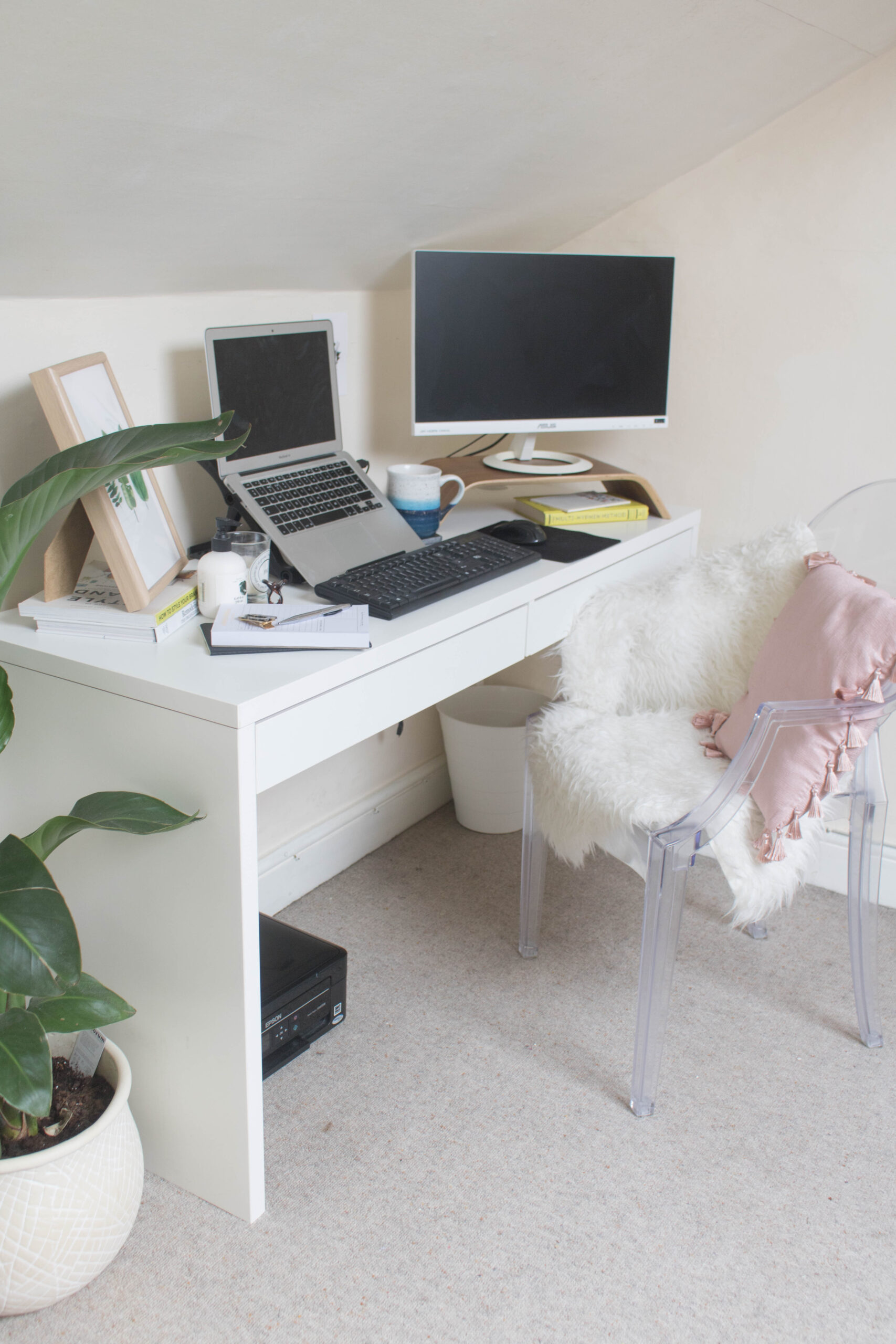an edited lifestyle work from home office setup