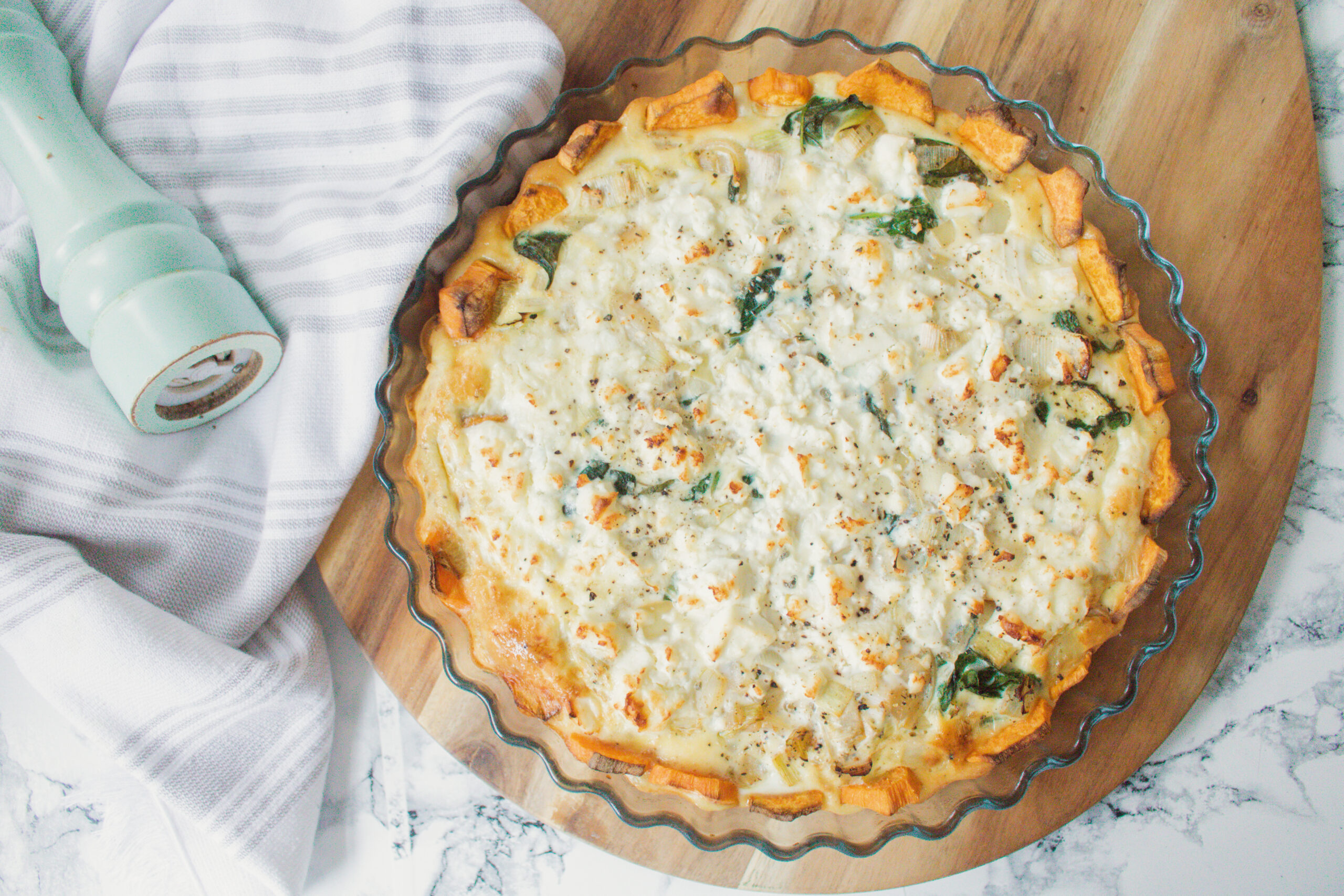 an edited lifestyle recipe sweet potato leek and feta quiche