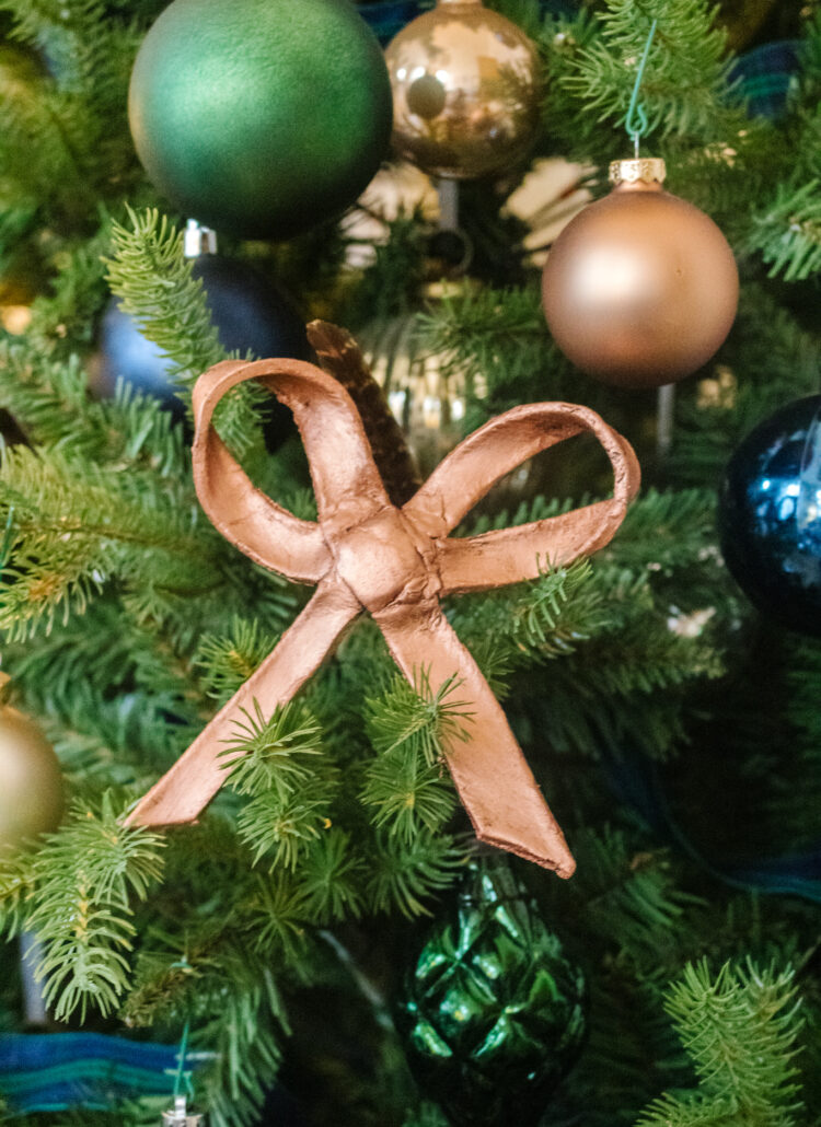 an edited lifestyle diy McGee and co brass bow tree ornaments
